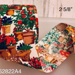 5 Yds of 2 5/8” Vintage Cotton Ribbon - Potted Plants #052822A4