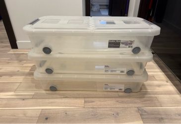 3- Under Bed Rolling Storage Bins with Lids – Set of 3