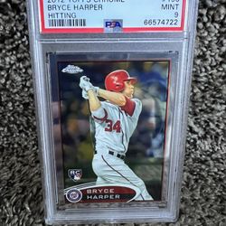 2012 Topps Chrome Bryce Harper Hitting #196 Rookie RC PSA 9 Mint