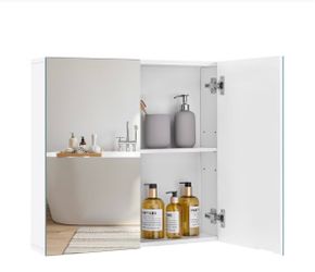 Frameless Mirror Cabinet with Two Frameless Mirrored Doors and Adjustable Shelf