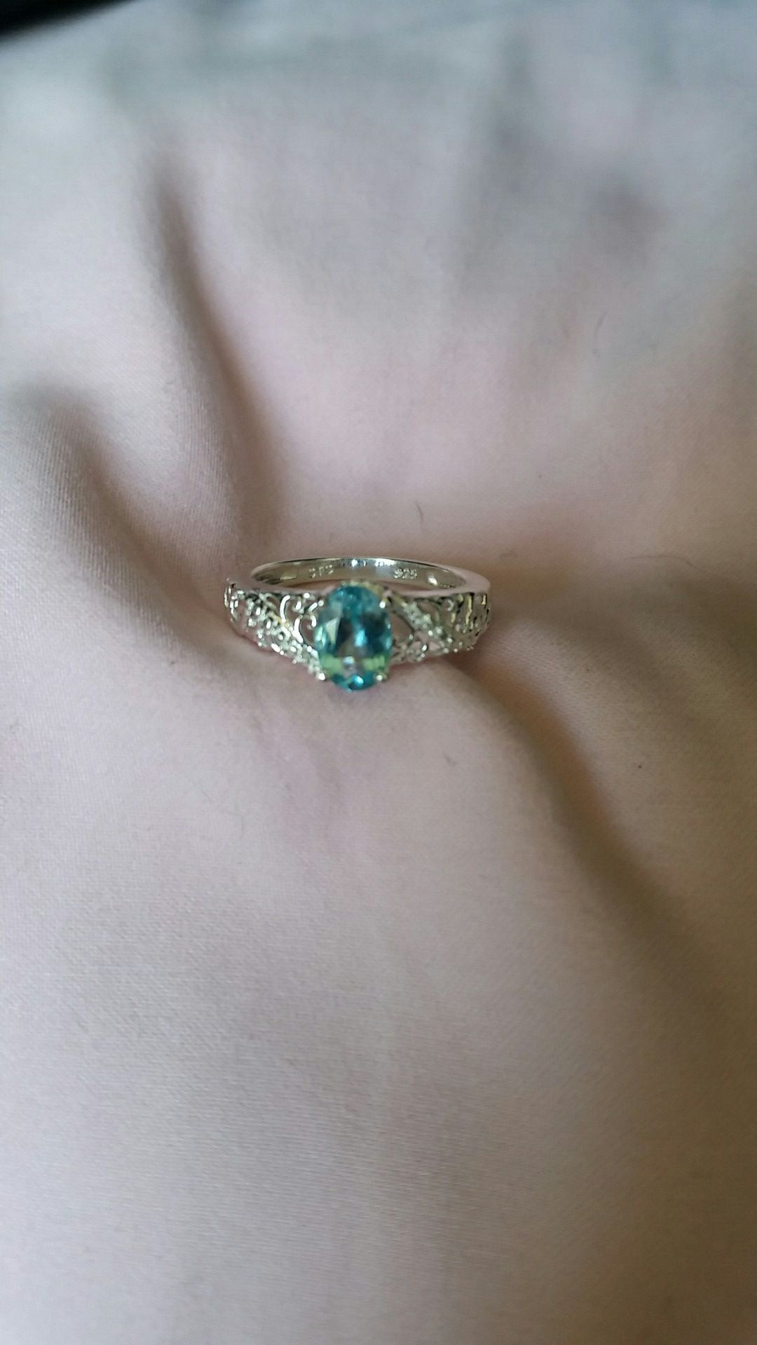 Aqua marine in sterling silver size 5
