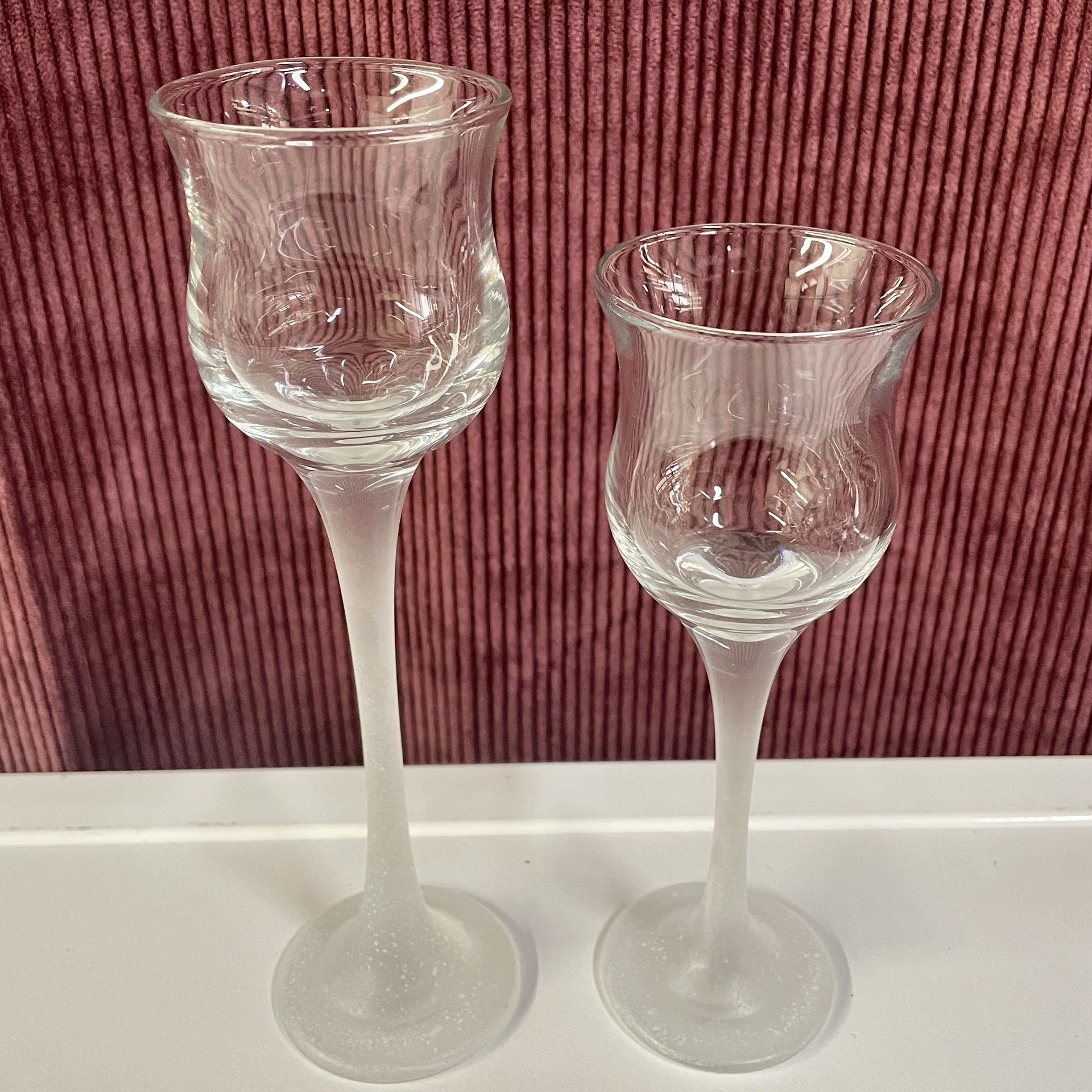 Vintage Pair Partylite Crystal Ice Frosted Candle Holders. 