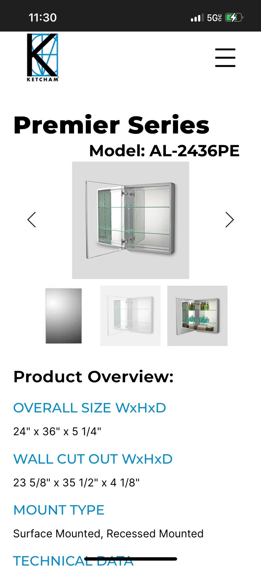 Ketcham Medicine Gabinet 24x 36