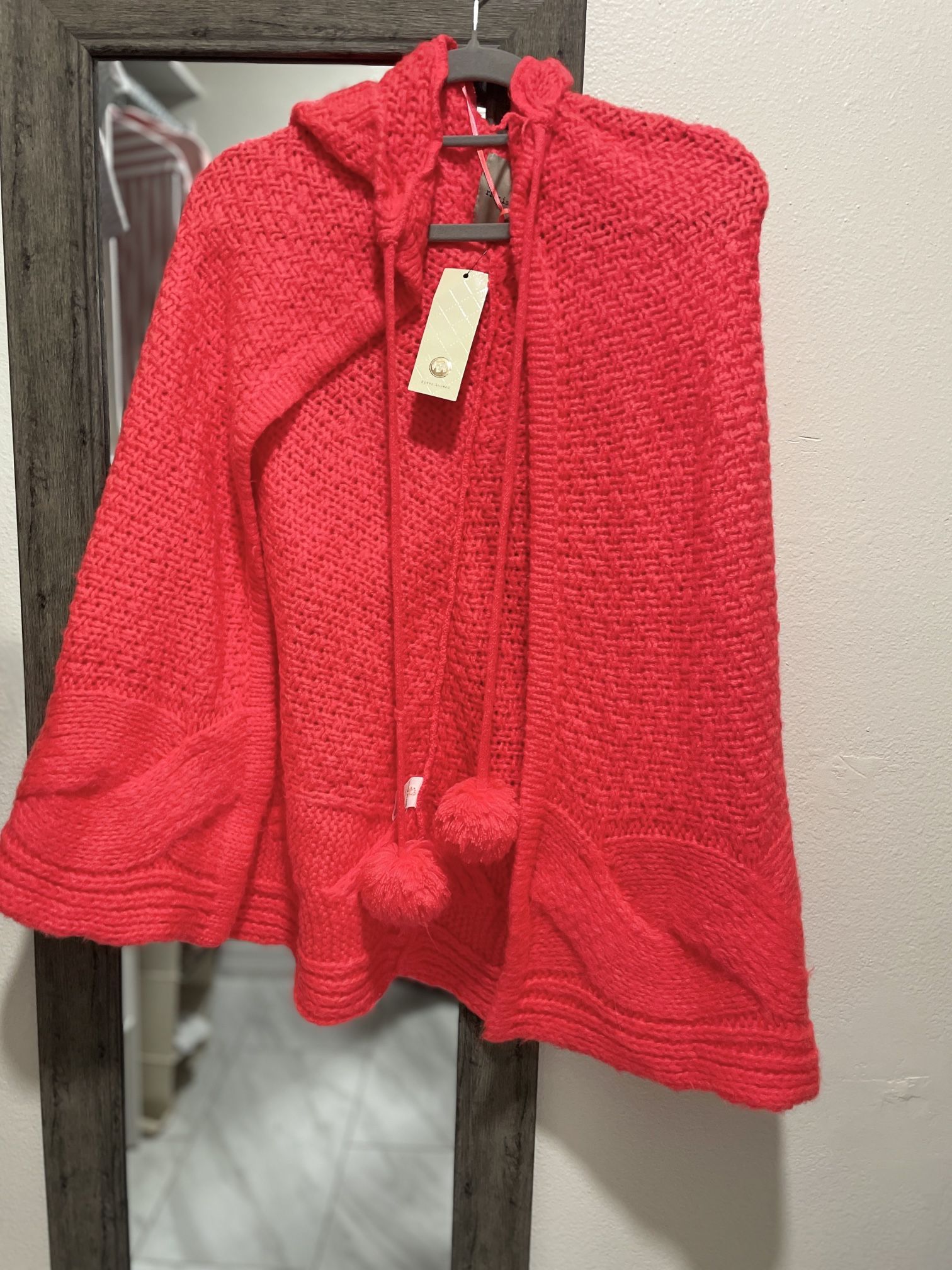 Cozy Knit Coral Poncho