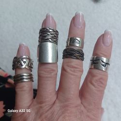 Mexico Sterling Silver Designer Band Ring- Sz5- Your Choice Of Ring!!