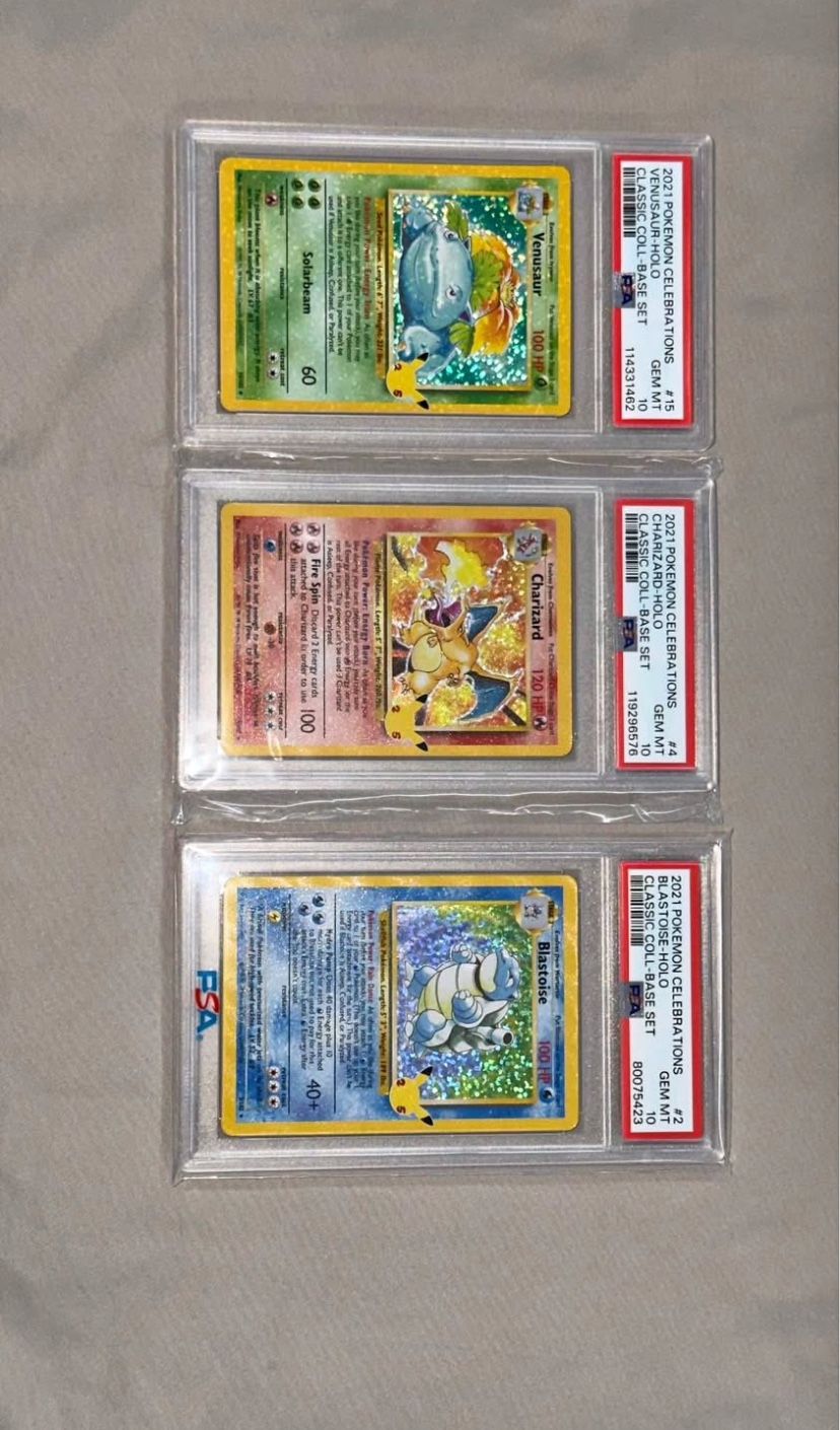 Pokemon Charizard Blastoise Venusaur Celebrations Collection Base Set PSA 10