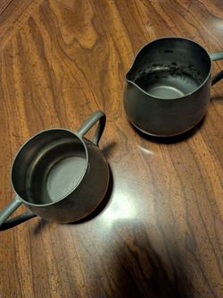 Vintage Pewter Creamer and Sugar Bowl Set