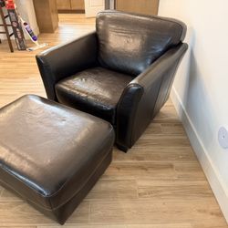 American Signature  Club Chair with Ottoman – Solid Frame, Very Comfortable