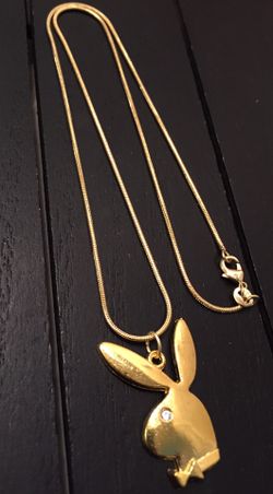 (18” or 20”) 18K Gold Plated Necklace with Playboy Bunny (Swarovski Glass Crystal Eye)