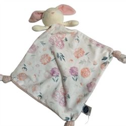 Mary Meyer 12" Bunny Rabbit Lovey Pink Roses Plush Blanket Corduroy Backside GUC