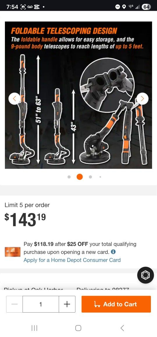 WEN Drywall Sander 5-Amp BRAND NEW!