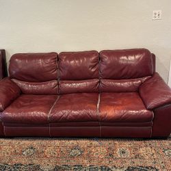 Red Leather Sofa & Loveseat Set 