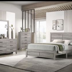4- Pc Bedroom set Dresser,Mirror  Nightstand (1) Queen size bed frame  Not including Mattress and Box Sp