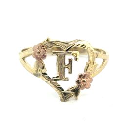 Woman’s Ladies 10k Two Toned Rose Yellow Gold Initial F In a Heart Ring Size 8.5 GP3130296