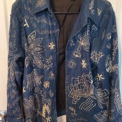 Vintage Style Beaded Denim Jacket