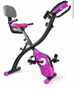 Folding Stationary Exercise Bike Pink