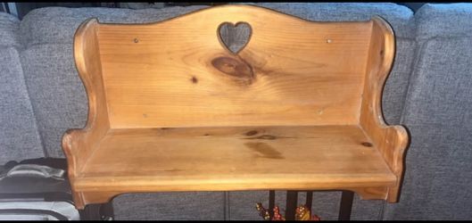Solid Pine Wood Wall Shelf – Farmhouse Country Heart Cutout Vintage