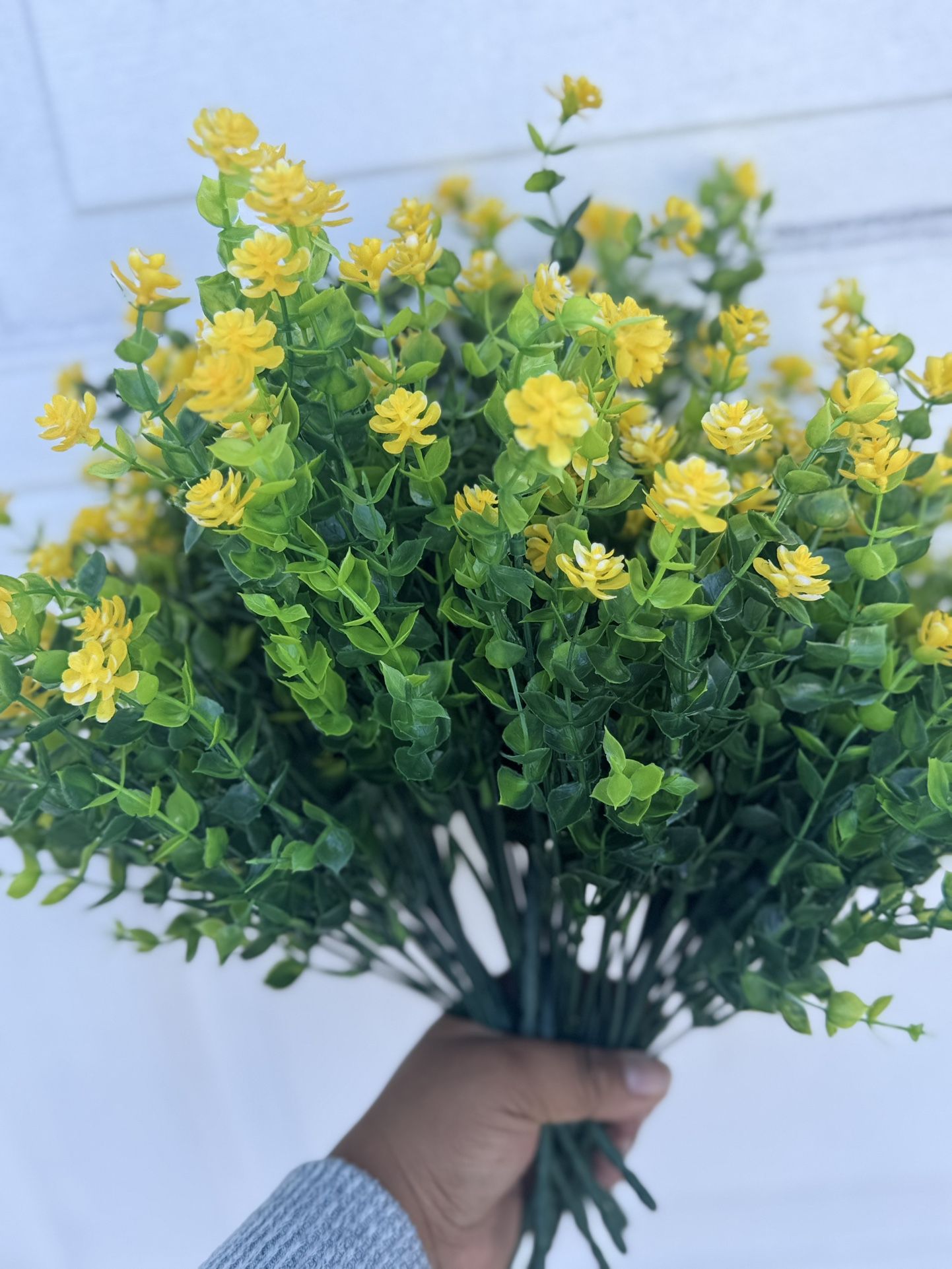 New 12 Bundles Outdoor Artificial Flowers UV Resistant Fake Boxwood Plants, Faux Greenery for Indoor Outside Hanging Plants Garden Porch Window Box Ho