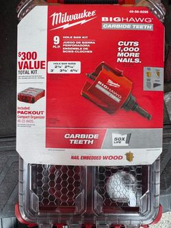 Milwaukee Big Hawg Carbide Teeth 9-Piece Hole Saw Kit