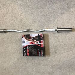 CAP 47 Inch Chrome Olympic Curl Bar and 50LB Weight Set