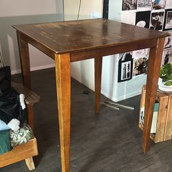 Solid Wood Bar-Height Table – 36” x 36” Top – 42” Tall - Removable Legs