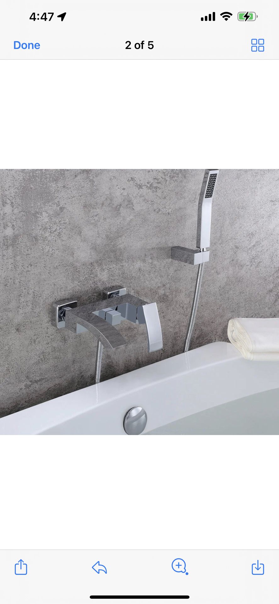 Ridge Wall-Mount Waterfall Tub Filler Faucet With Hand Shower Set Solid Brass Sh10