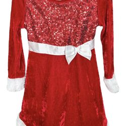 Pink & Violet Girls Holiday Christmas Dress Red Velvet Size 4 Sequins Fur Trim