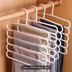 3pcs Multi-Functional 5-Tier Pants Rack, Non-Slip, Multi-Layer Clothing Store Wardrobe Hanger, Scarf Storage Hanger, Pants Hanger, Industrial and Scie