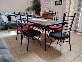 Table with six chairs inside or outside table