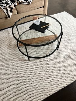 Round Glass Top Coffee Table within Shelf