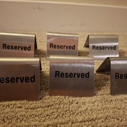 (6 Total) Metal Reserved Table Signs