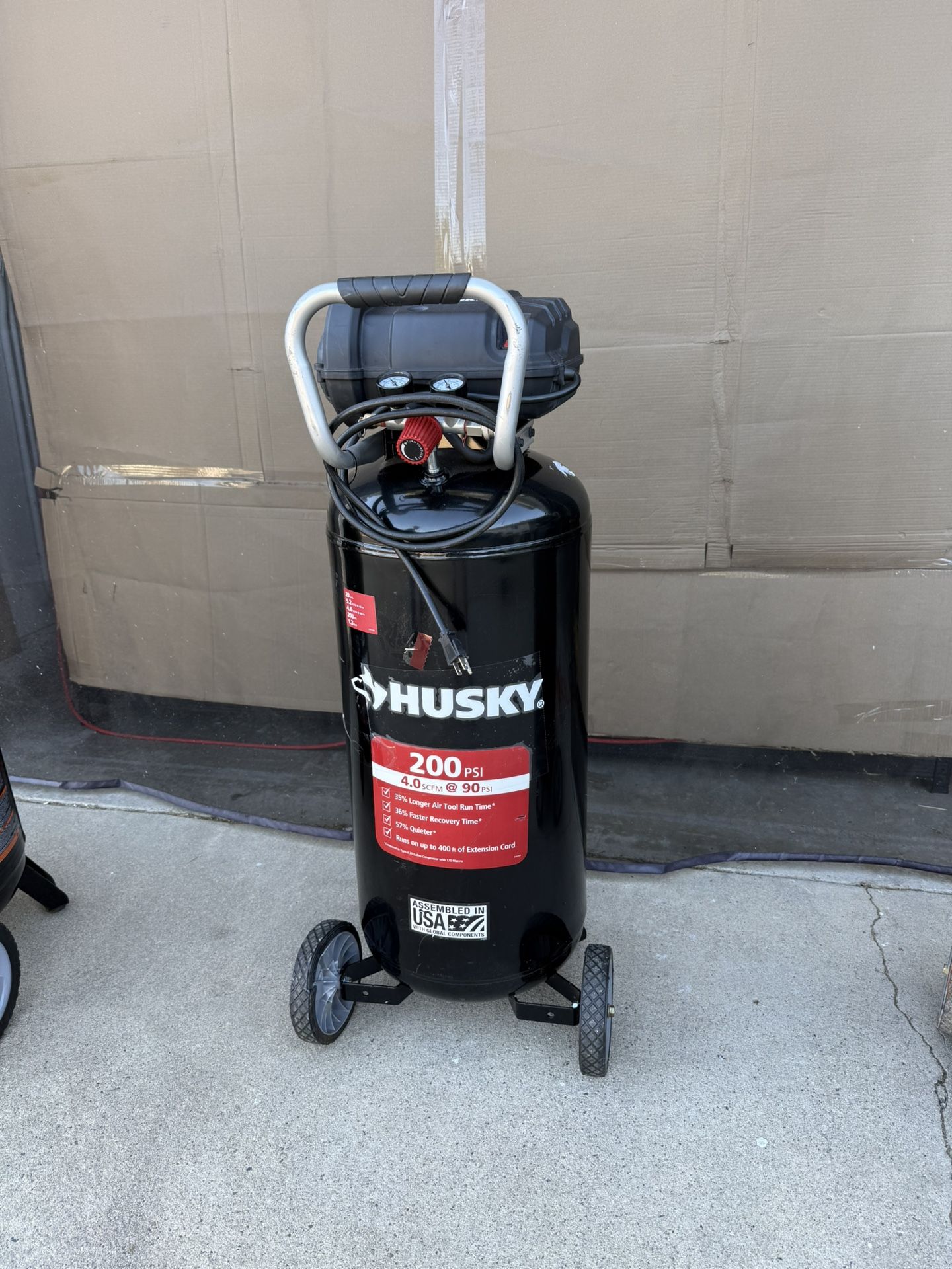 Husky 20 Gal. 200 PSI Oil Free Portable Vertical Electric Air Compressor 