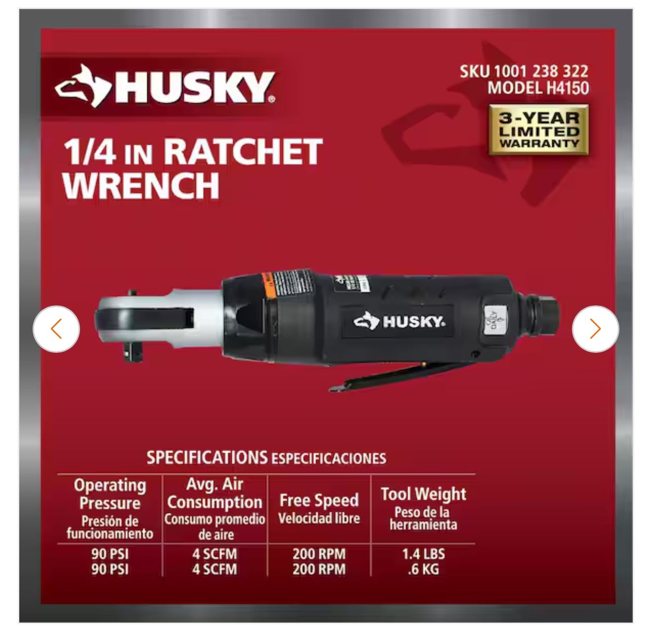 Husky 1/4 Inch Ratchet Wrench