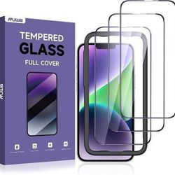 new Screen Protector for iPhone 13/13 Pro/14 [3-Pack] [6.1 Inch] Display Tempered Glass Film with Easy Installation Frame, Ultra HD, 9H Hardness, Scra