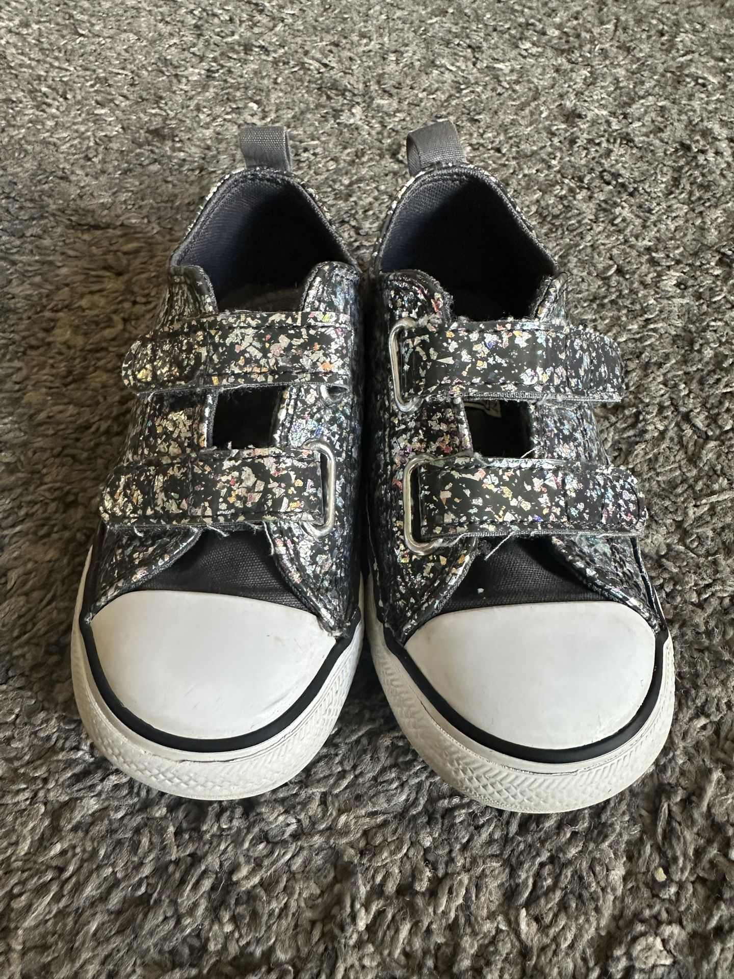 Black Glitter Converse Shoes size 9c