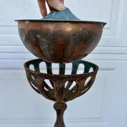 Vintage Pair of Tall 60" Garden  Iron Metal  Floor Oil Lamps