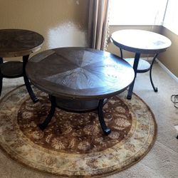 Rustic Round Coffee Table And End Tables