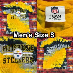 NFL Apparel T-Shirt Men’s Size Small Tie-Dye Black Yellow Pittsburgh Steelers