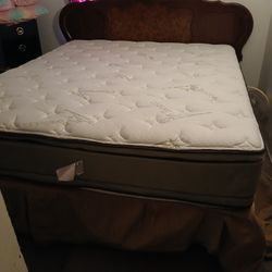 King Size Bamboo Pillowtop Mattress, Box, Headboard, Frame