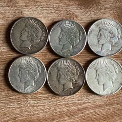10 Peace Silver Dollars  1922, 1923 & 1924             90% Silver