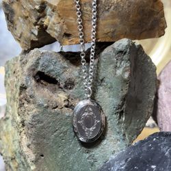 💎 Sterling Silver Rhodium-Plated  Necklace (24”) With Sterling Oval Locket.