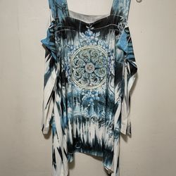 GLITZ & GLAM STUDDED COLD SHOULDER TUNIC by PRETTY WOMAN Sz 2XL