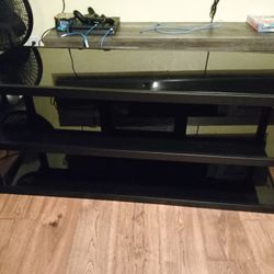3 Shelf Black Entertainment Center Glass tops 