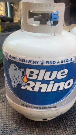 2 Full Blue Rhino Propane Tanks (15 lb / 20 lb size) – Sealed & Ready!