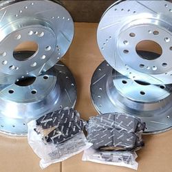 Chevrolet Silverado Drill Slot Rotors Plus Ceramic Pads And Hardware FRONT AND REAR INSTALLATION AVAILABLE 