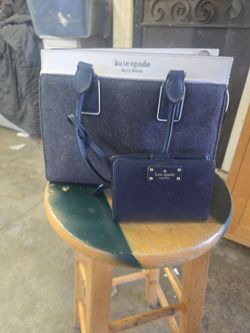 Kate Spade Denim two-tone purse/with navy blue wallet