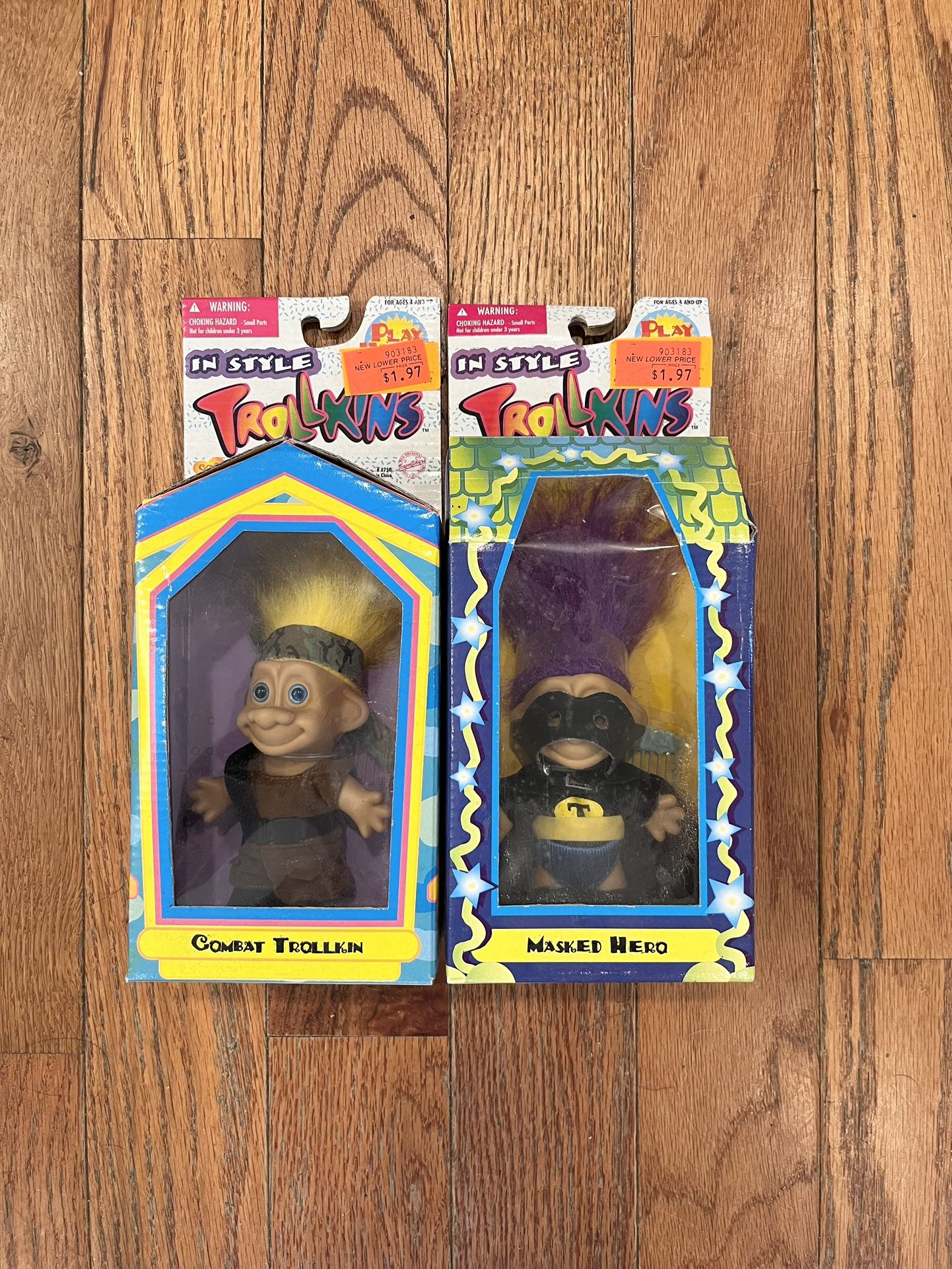 Trollkins Combat Masked Hero Kids Toy Doll Set Pair 2 New Sealed Vintage 90s