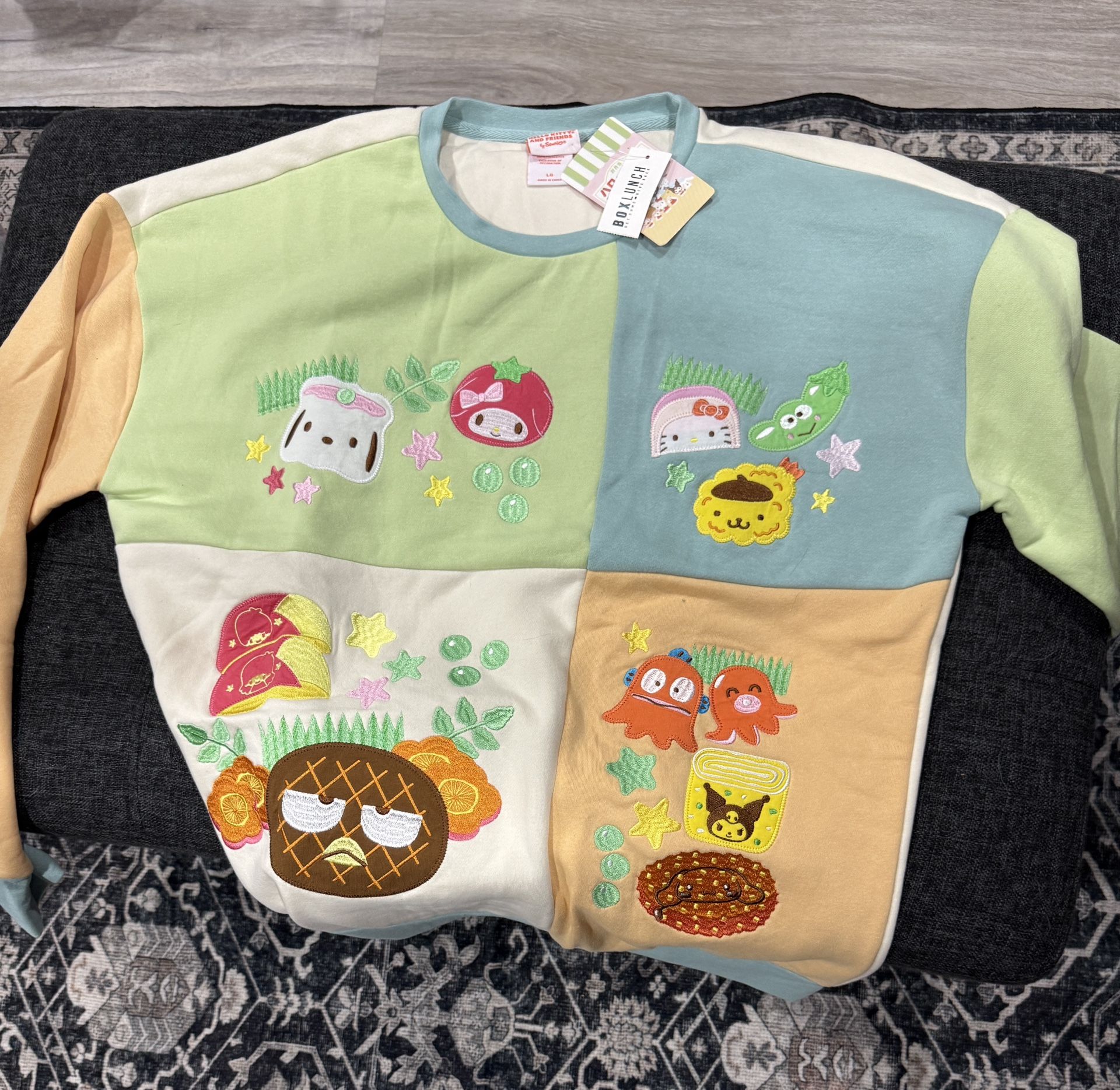 NWT Box Lunch Hello Kitty & Friends color block sweatshirt crewneck large