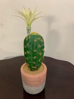 Decorative Faux Flowered Cactus in Textured Pot