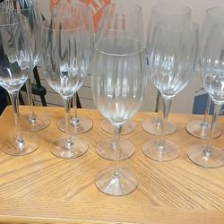 11 Etched Wine Glasses 